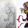 Ms. Marvel - Pencil-Watercolors Side-2-Side