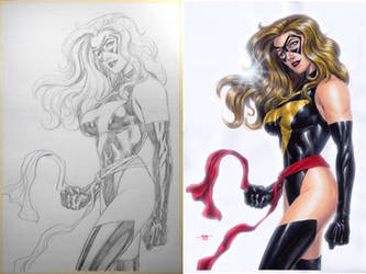 Ms. Marvel - Pencil-Watercolors Side-2-Side