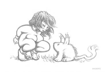 Chain Girls: Jennie and some Fluffy Critter by Grigbertz