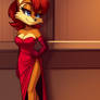 Sally Acorn dressed as Jessica Rabbit