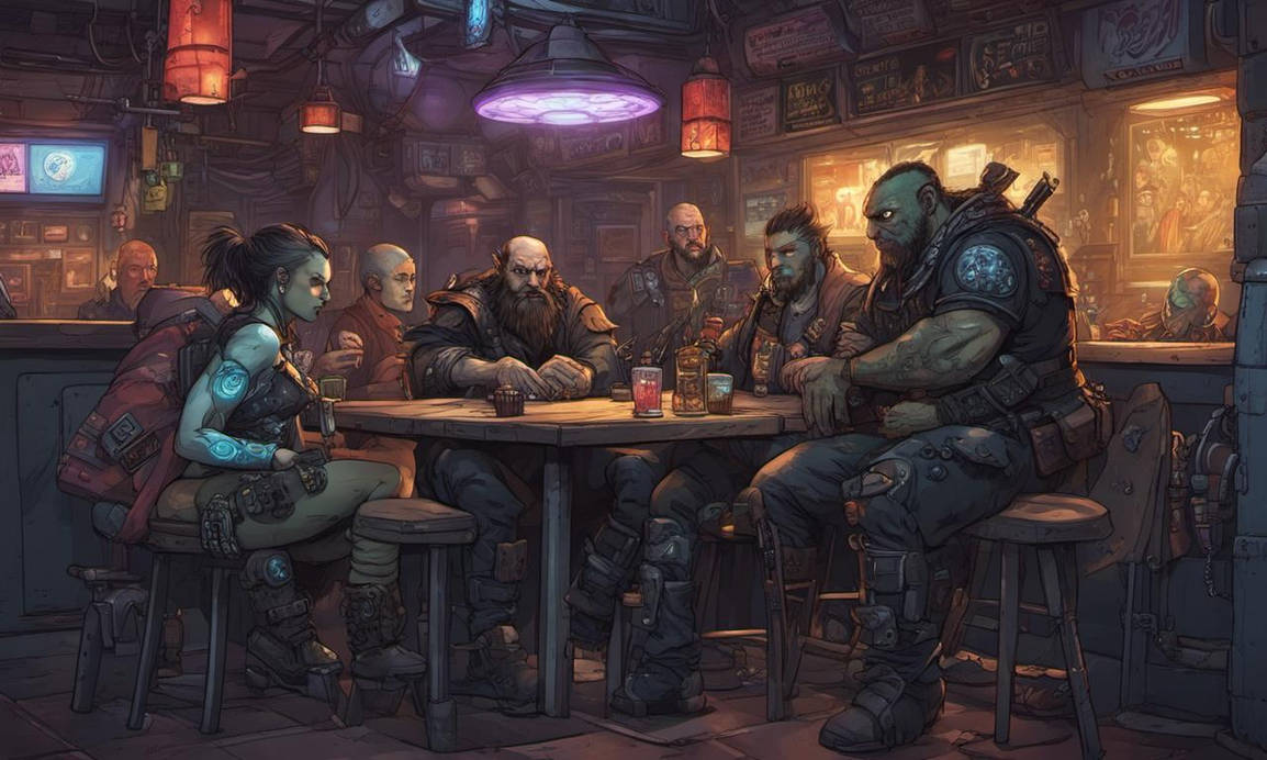 Shadowrun Crew waiting on Mr. Johnson by fsbo on DeviantArt