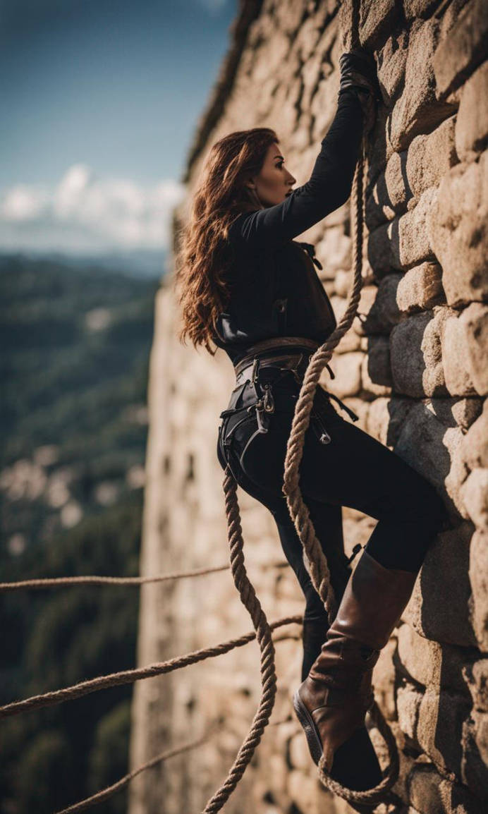 Female Thief Climbs Rope At The Wall To The Keep by fsbo on DeviantArt