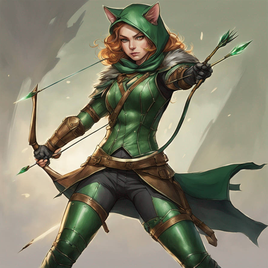 Every Girl Ranger Cat girl ranger in Green leather armor and cloak w by HelenofMar on ...
