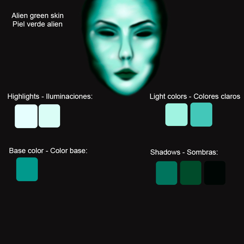 Green skin swatches: Alien