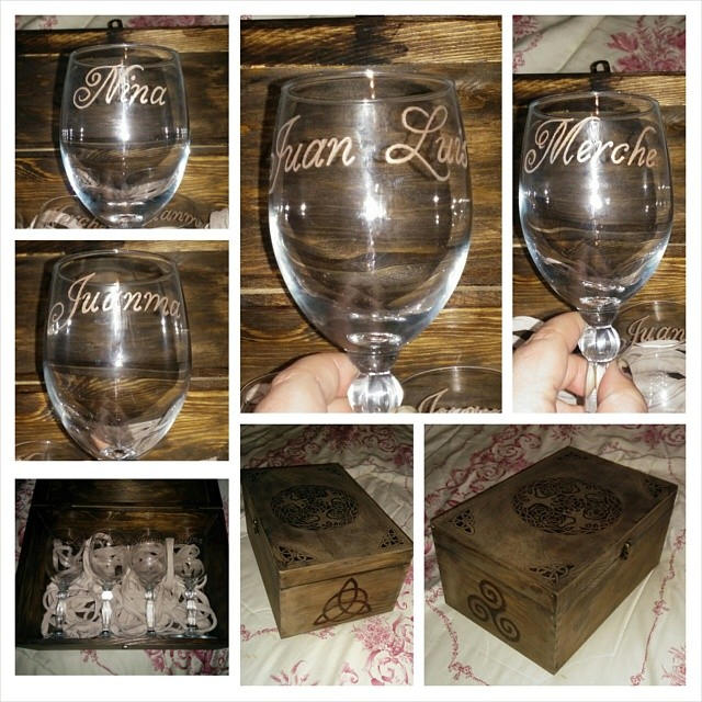 Engraved glass and pyrography. by MarinaSchiffer