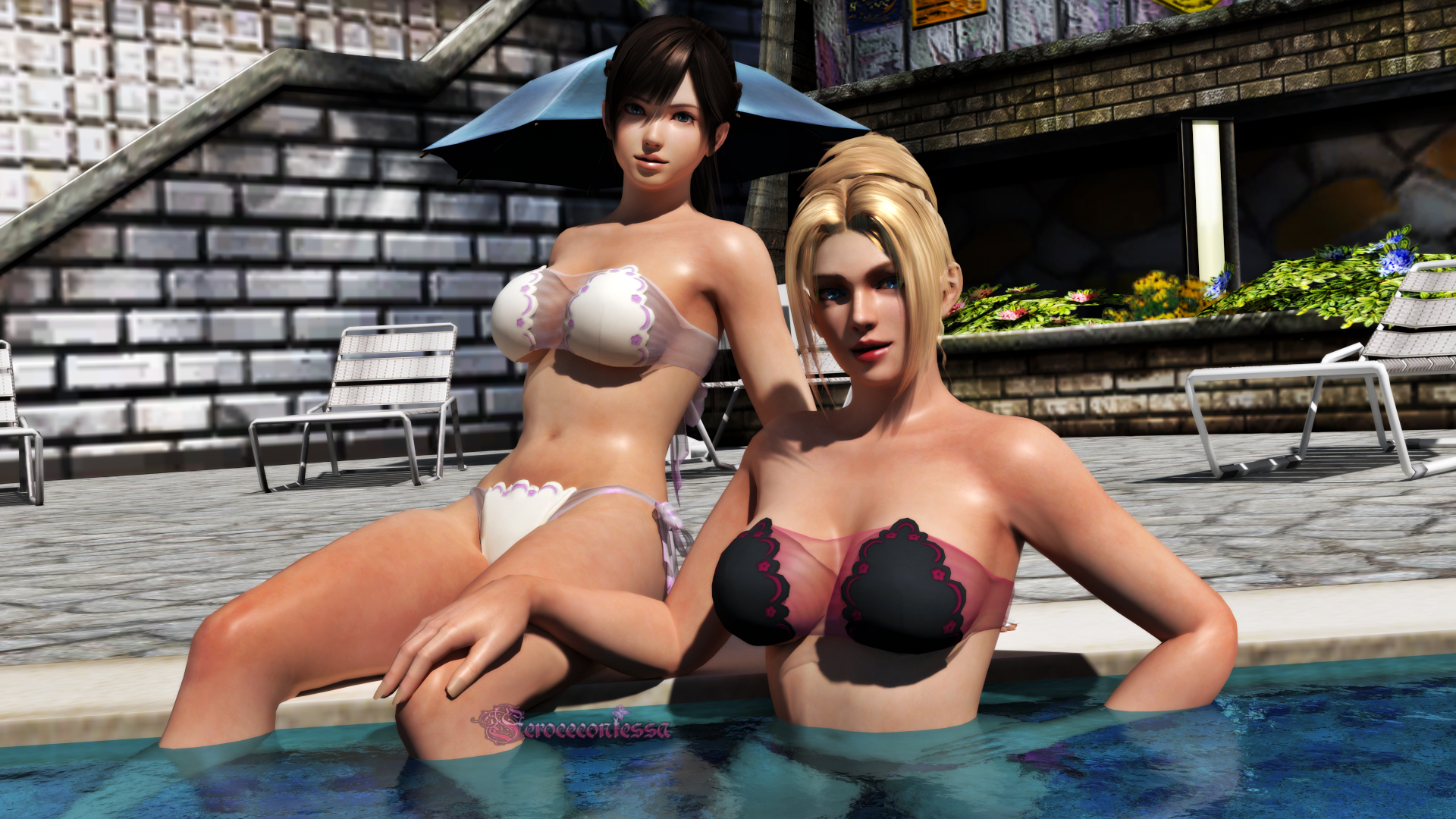 Rachel and Kokoro: Pool Babes