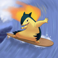 Typhlosion Surfing