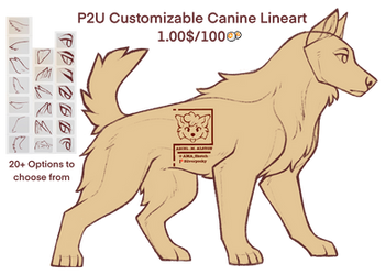 {P2U - 100pts} Fully Customizable Canine Lineart