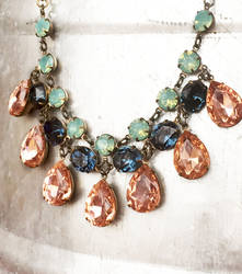 Blush, Sapphire and Green Opal Statement Necklace
