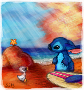 Stitch and a duck