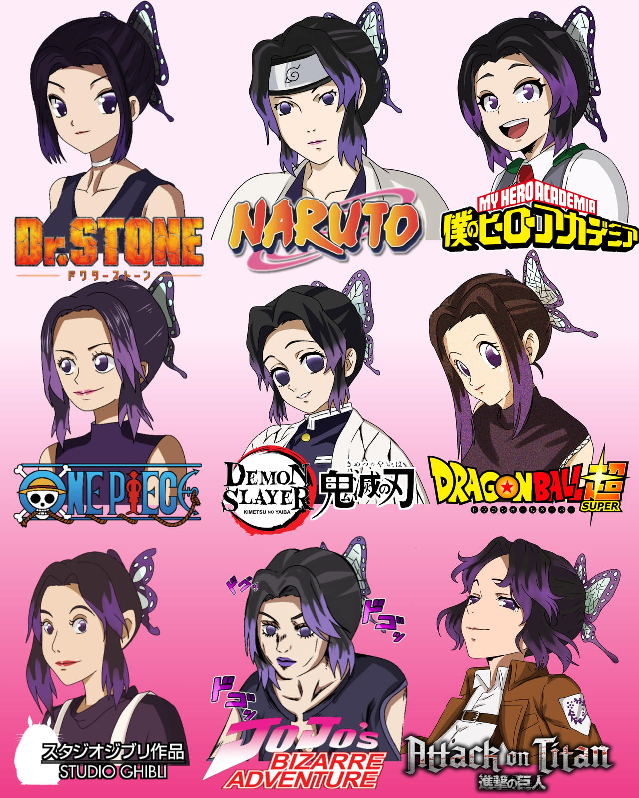 Shinobu Kocho in 9 Anime Styles by eefievon on DeviantArt