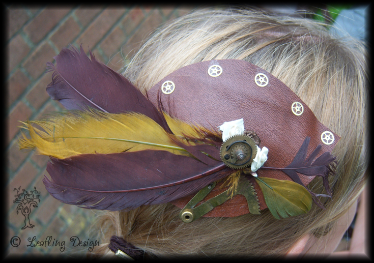 Steampunk fascinator - worn