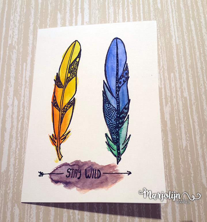 Watercolour feathers card