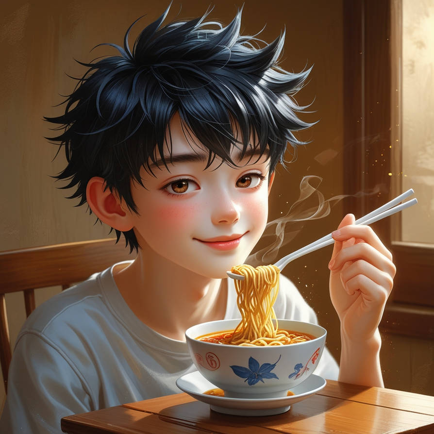 Boy Raman Boy eating ramen by 1Gxbriel on DeviantArt