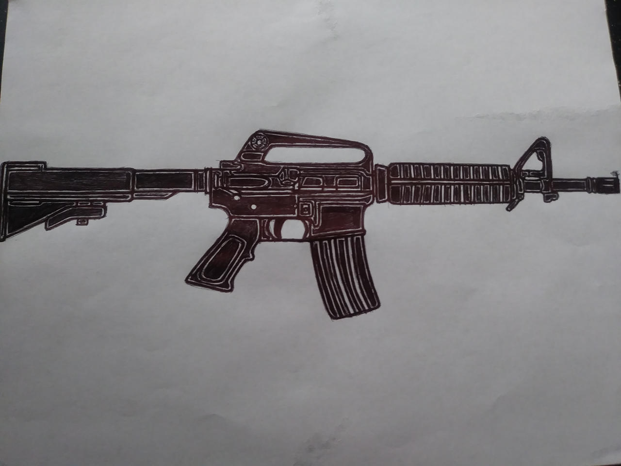 Pencil sketch machine gun. Stock Photo