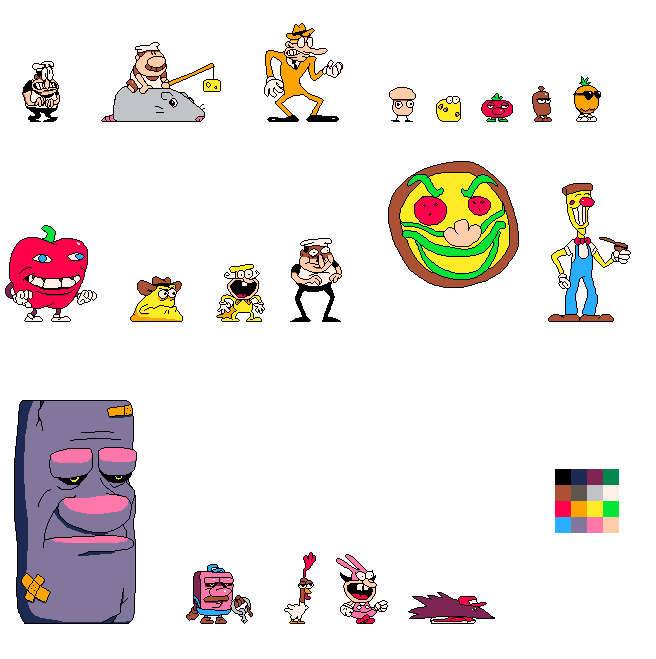 Pizza Tower Cast (Pico8 Palette) by CommanderN on DeviantArt