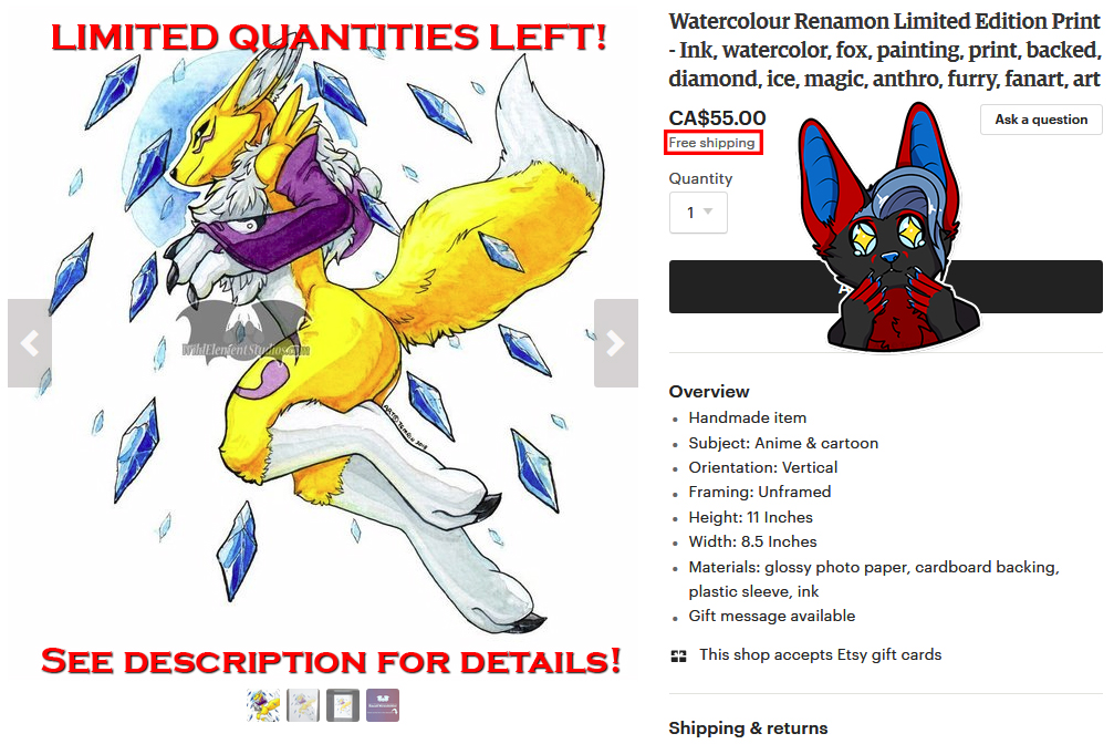 Limited Edition Renamon Print Sale by Temrin