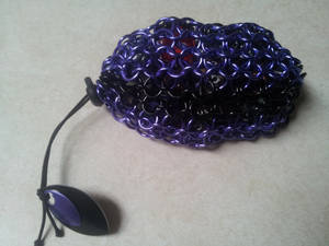 Purple and Black Chainmail Dice Bag