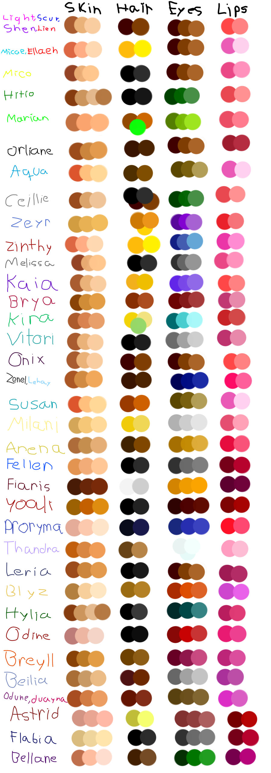 OCs color palettes by Light-Leckrereins on DeviantArt