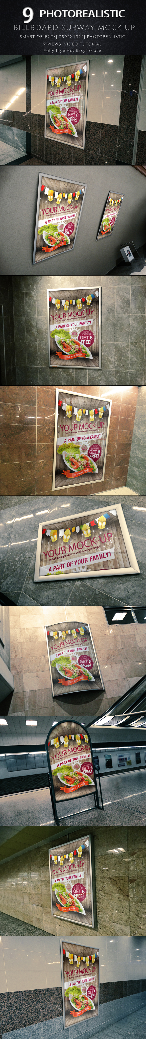 Photorealistic Billboard Subway Mock-Up