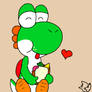 Yoshi eating a sandwich