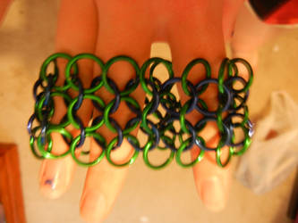 Green and Blue Chainmail bracelet