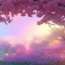 cherry blossoms in rainbow colors in heaven arch