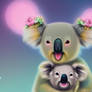 Koala with baby happy portrait