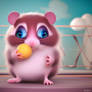 Hamster eating a cheese ball 3D