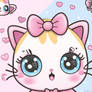 Cute cat cartoon with bow