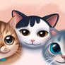 Trio of cute cats cartoon