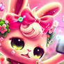 rabbit, takes a selfie, chibified, cherry blossom