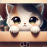 Cute chibified kitten in box portrait