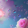 Roses bubbles pastel wallpaper