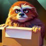 An adorable Chewbacca in a box