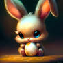chibi cute rabbit holding easter egg