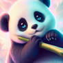 Chibified panda eats bamboo