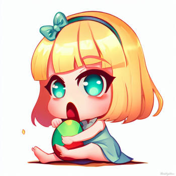 chibified girl eats easter egg