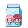 Cute chibified couple on milk carton