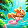 princess peach swimming tropical