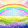 rainbow over meadow chibified