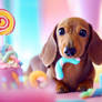 dachshund in candy land