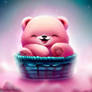 Teddy bear chibi in basket