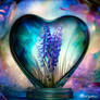 Blue pendant heart with wisteria