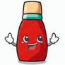 chibified happy ketchup bottle