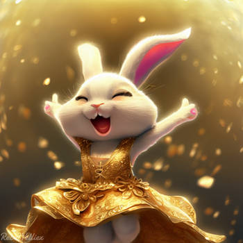 Rabbit in golden dress