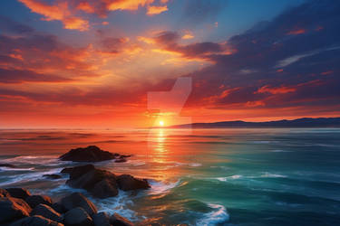 Sunset at sea wallpaper HD digital illustration