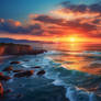 Sunset at sea wallpaper HD digital illustration
