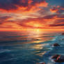 Sunset at sea wallpaper HD digital illustration
