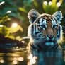 Tiger in the jungle wallpaper photorealistic